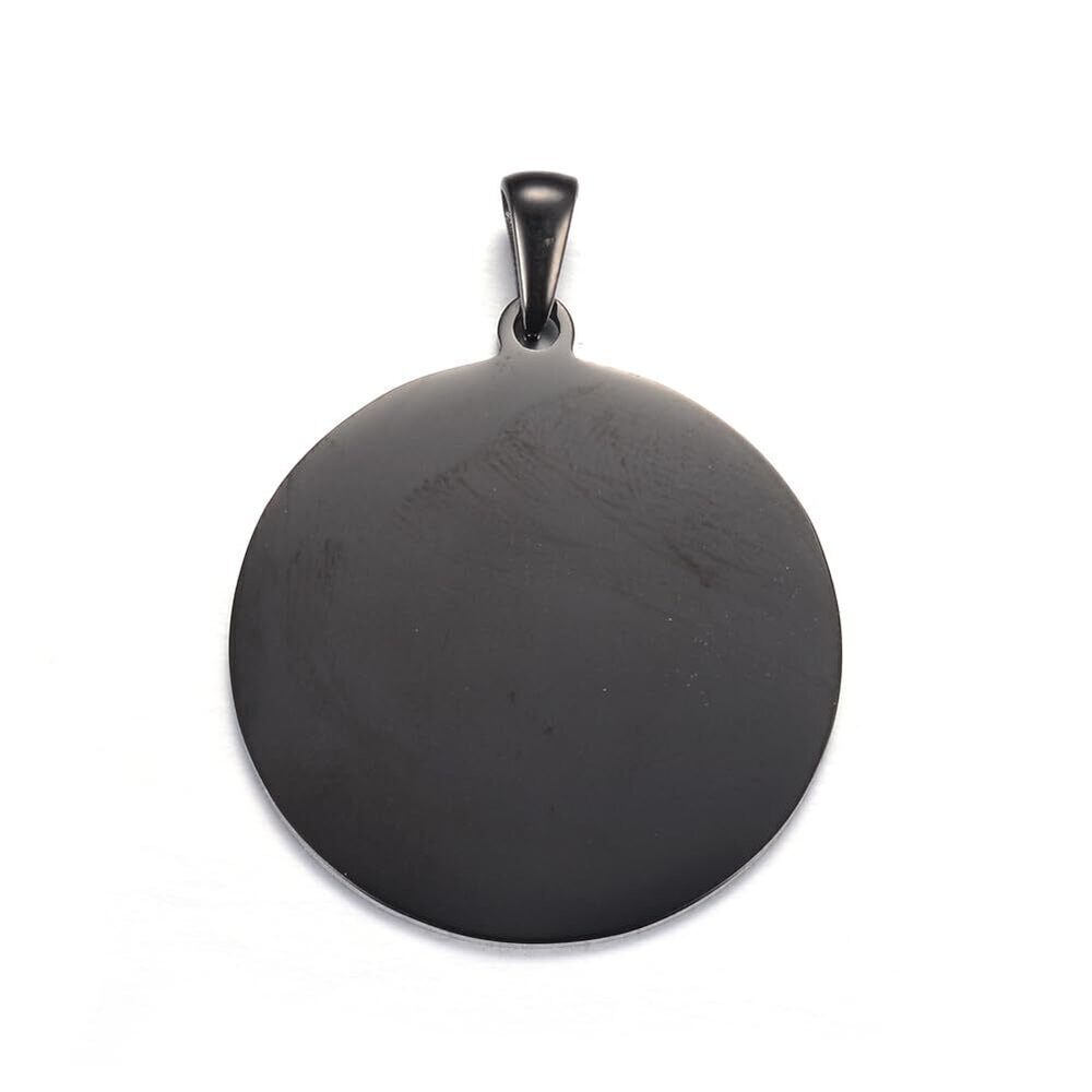 3044 30mm 10 pcs Black Color Flat Round Theme 304 Stainless Steel Charms